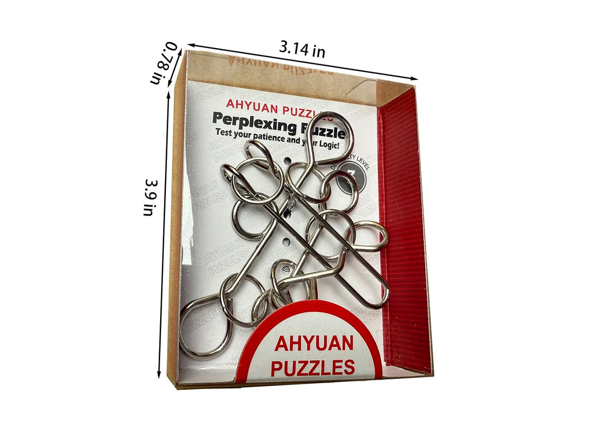 AHYUAN 24 Packs Large Metal Puzzles Brain Teaser IQ Wire Puzzles with Individual Backside Solution Paper Box Gift Package Educational Puzzle Games Toys Magic Trick Toy Party Favors for Kids Adults