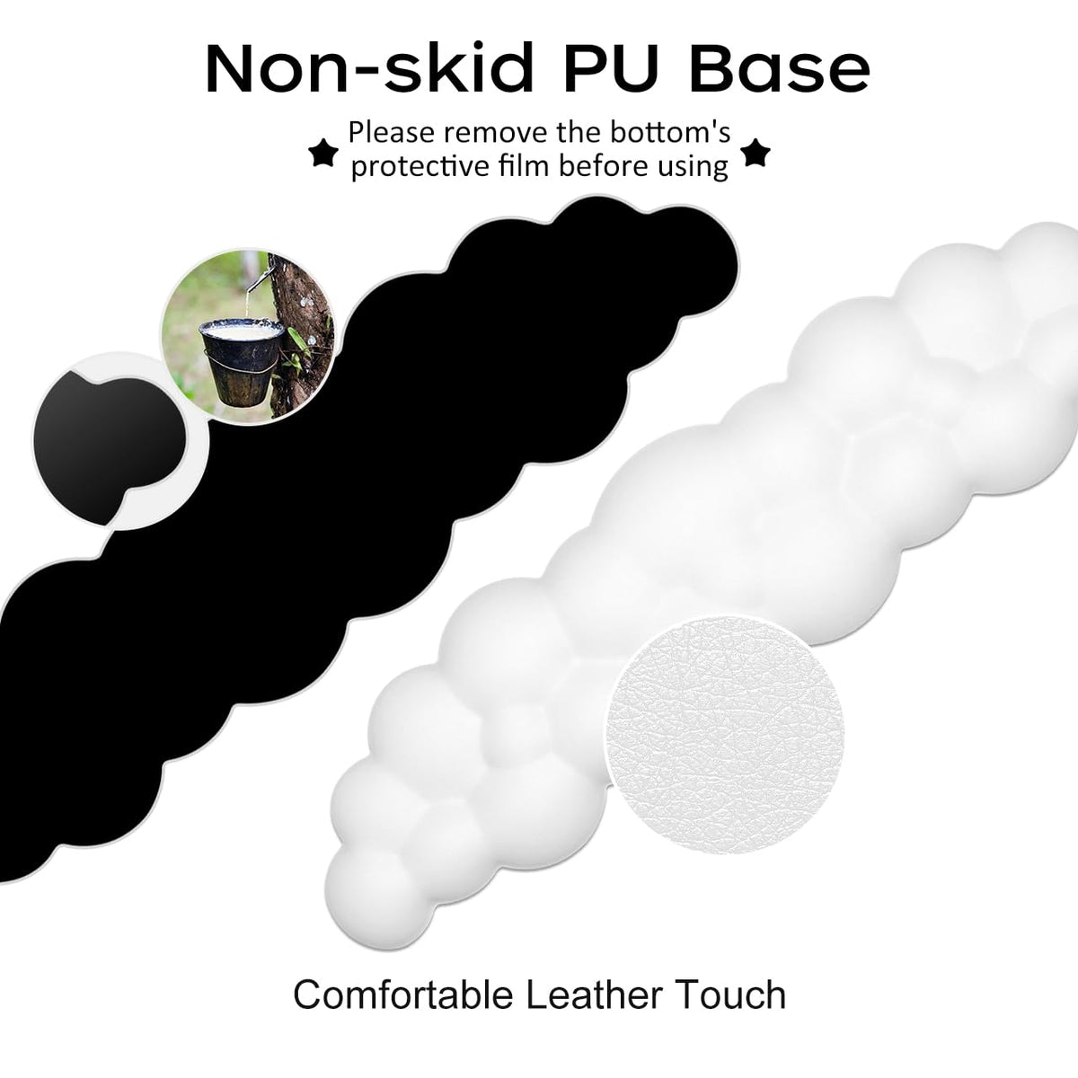 JIKIOU Upgrade Leather Cloud Keyboard Wrist Rest, Cloud Wrist Rest with Non-Slip PU Base, Comfortable Memory Foam Wrist Rest for Computer Laptop Mac Gaming Office and Pain Relief Wish New Year Gift