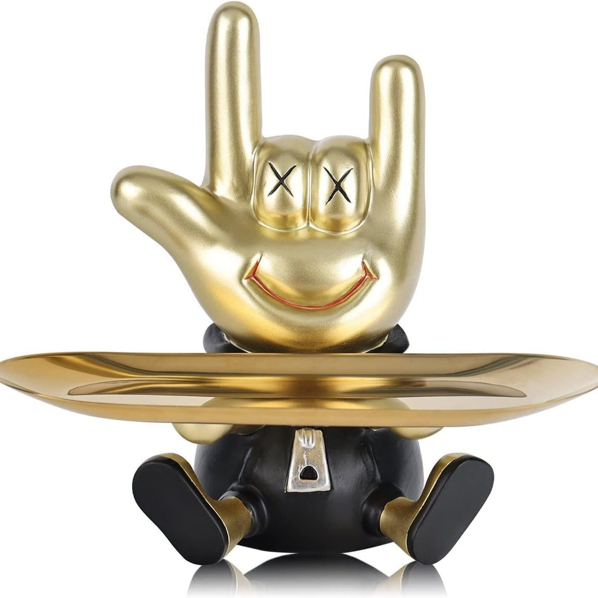 Zige Lily Resin Rock On Hand Gesture Tray Statue, Abstract Hand Sculpture for Home Decor, Office, Entryway on Table, Shelf, Cabinet and Desk