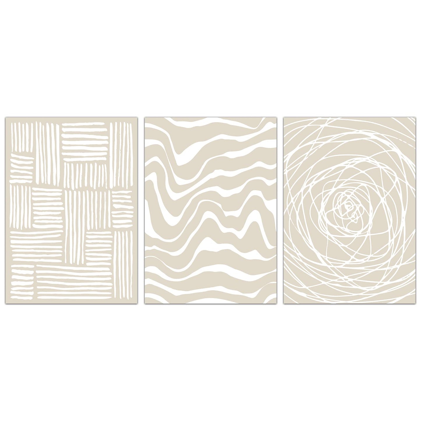 FEOFTIE Neutral Wall Art Beige Poster Modern Minimalist Canvas Printing Beige Wall Art Neutral Poster Line Art Canvas Boho Art Nordic Prints for Living Room Bedroom Office 16x24Inchx3 Unframed