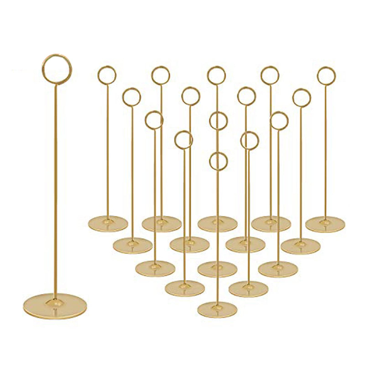 Urban Deco 16PK Gold Table Number Holders Place Card Holders 12 Inch Table Card Holders Steel Card Holders for Photos, Food Signs, Memo Notes, Weddings, Restaurants, Birthdays