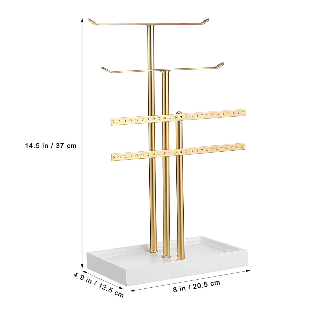 WRITWAA Jewelry Storage Rack Multi-Tier Jewelry Organizer Stand with Tray for Necklaces Earrings Rings Bracelets Desktop Display Holder for Home Vanity