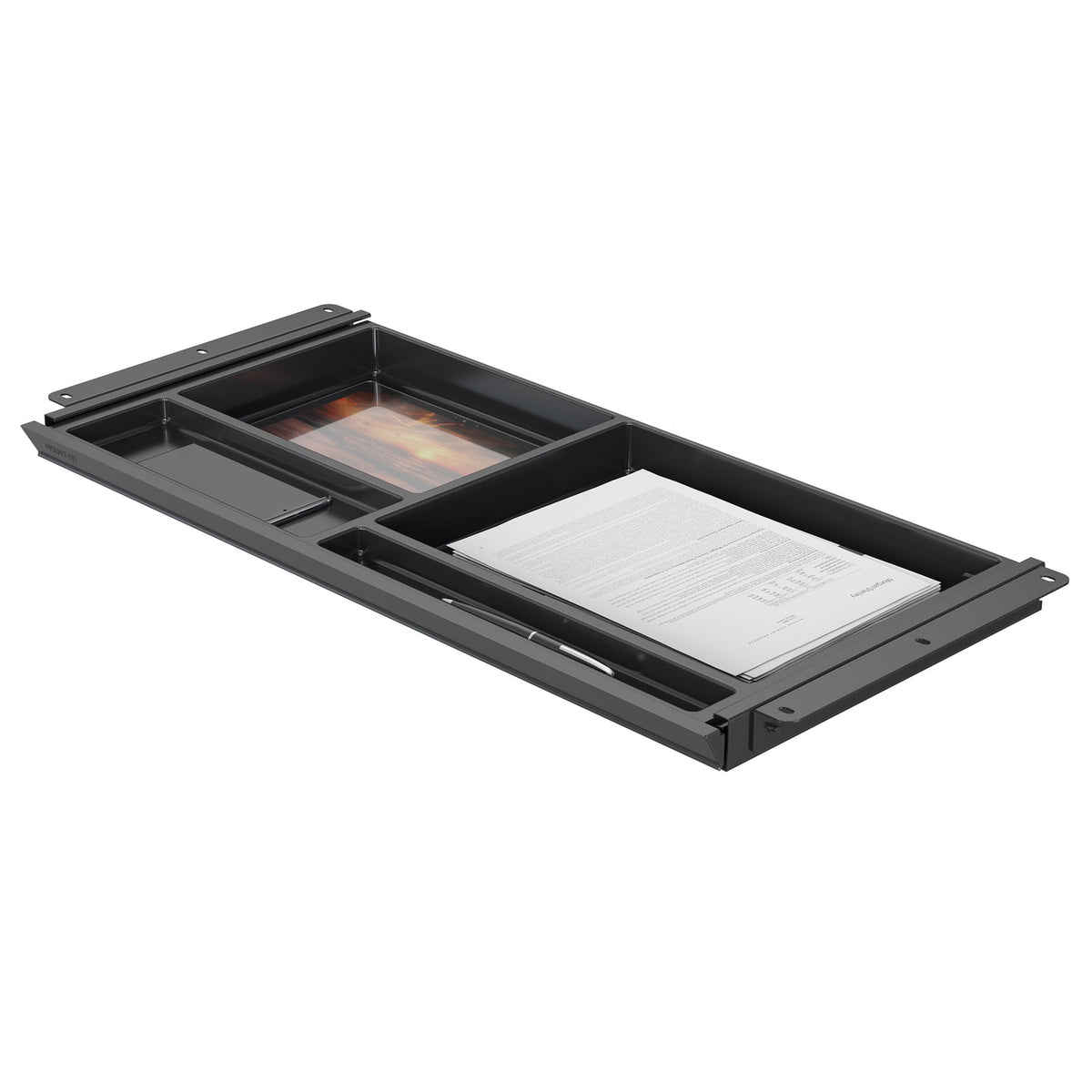 Mount-It! Under Desk Drawer with 4 Compartments, Deep Low-Profile Slide-Out Storage Organizer, 25.8″ x 12.5″ x 1.6″, Smooth Glide Pull-Out Tray for Traditional & Single Motor Standing Desks, Black