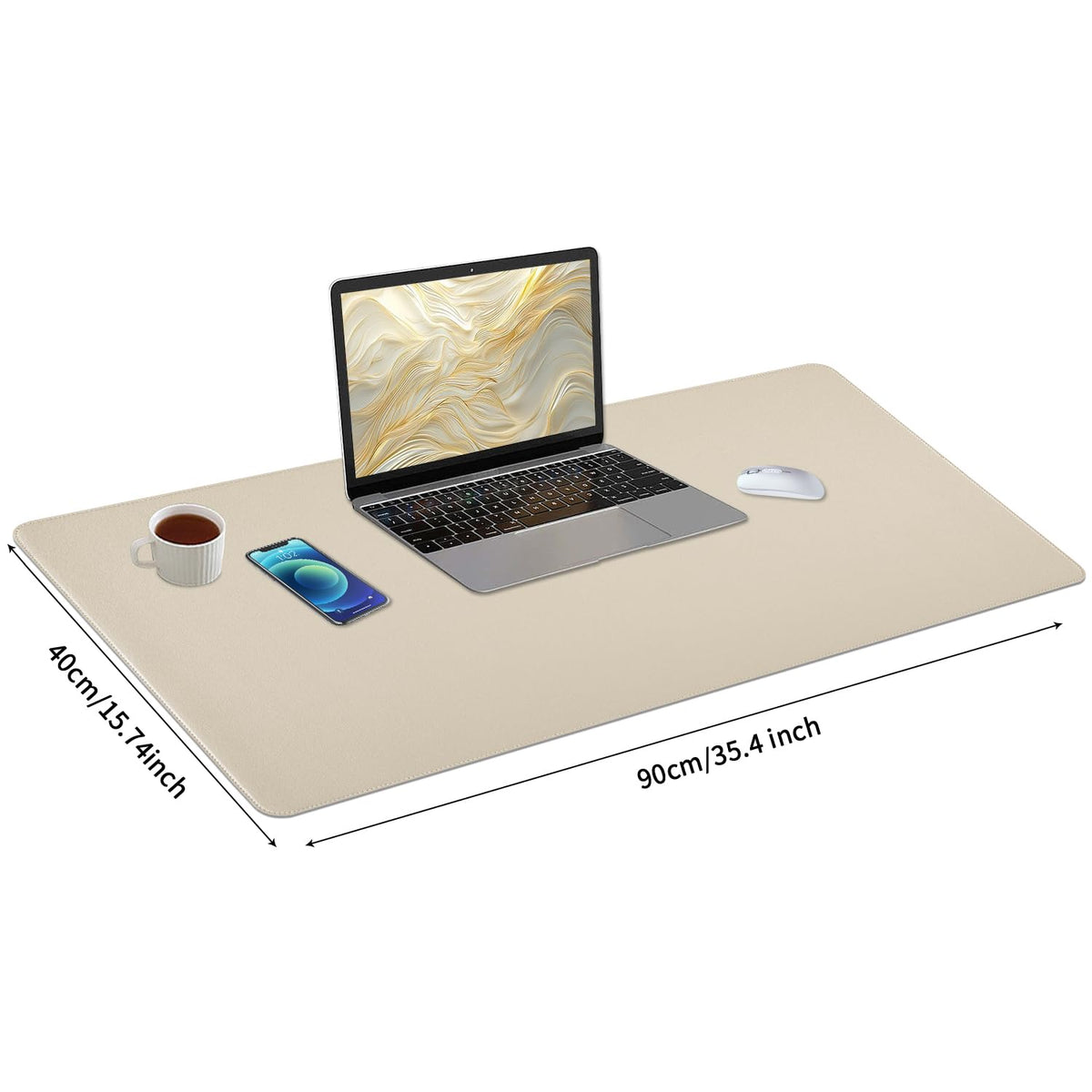 Bloss Desk Mat with Stitched Edges, 35.4"×15.7" Keyboard Pad Skin Pink, Non-Slip Desk Protector Mat, Leather Desk Blotter, Waterproof Desk Pad for Office Home Decor