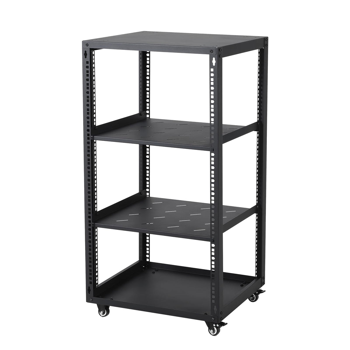 Garvee 20U Network Rack with Casters - Heavy Duty Open Frame Network/Server Rack for IT & AV Gear, Floor Standing or Wall Mounted IT Equipment Cabinet, with 2 PCS 1U Rack Shelves & Mounting