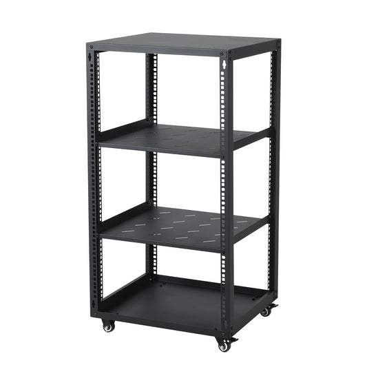 Garvee 20U Network Rack with Casters - Heavy Duty Open Frame Network/Server Rack for IT & AV Gear, Floor Standing or Wall Mounted IT Equipment Cabinet, with 2 PCS 1U Rack Shelves & Mounting