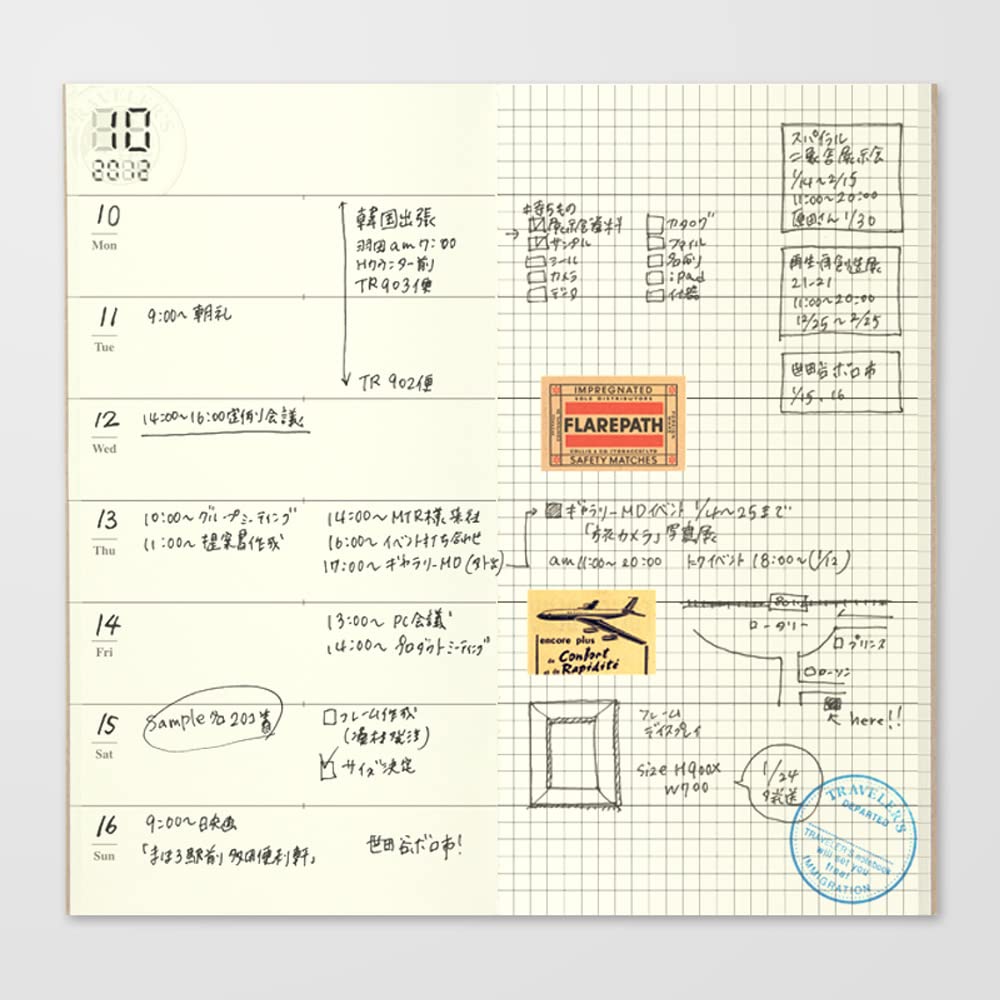 2018, Traveler's Notebook 14331006 Notebook Refill, Weekly, Weekly Free, Regular Size