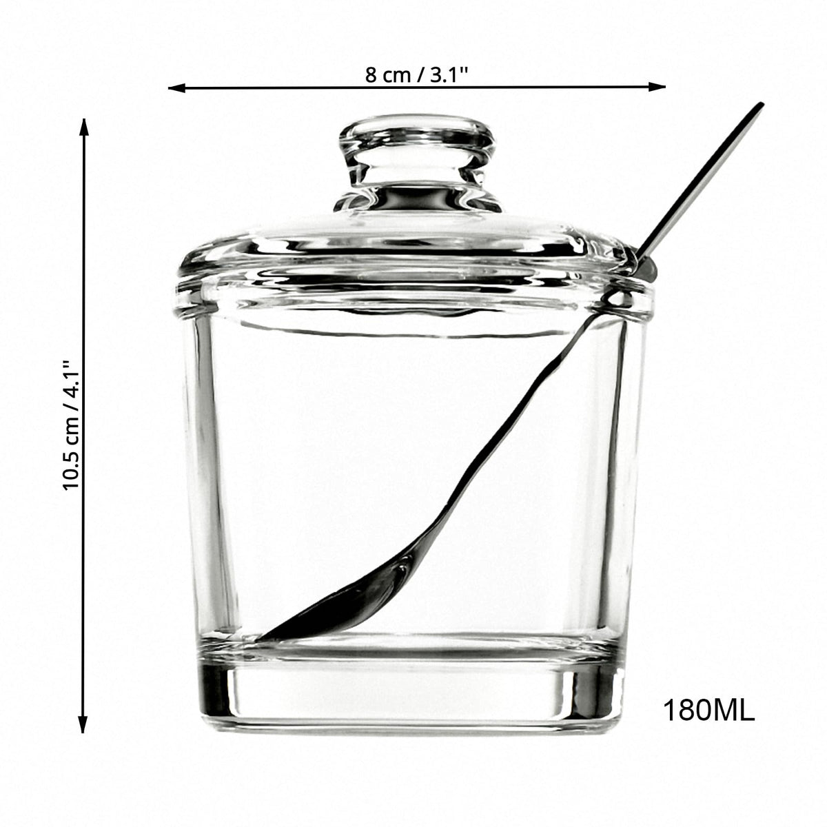 Telotela 1 Piece Classic Clear Glass Sugar Bowl with Lid Serving Spoon Salt Pot Pepper Storage Jar Seasoning Pot Dispenser Container Sugar Box Condiment Spice Racks Holder for Home Kitchen