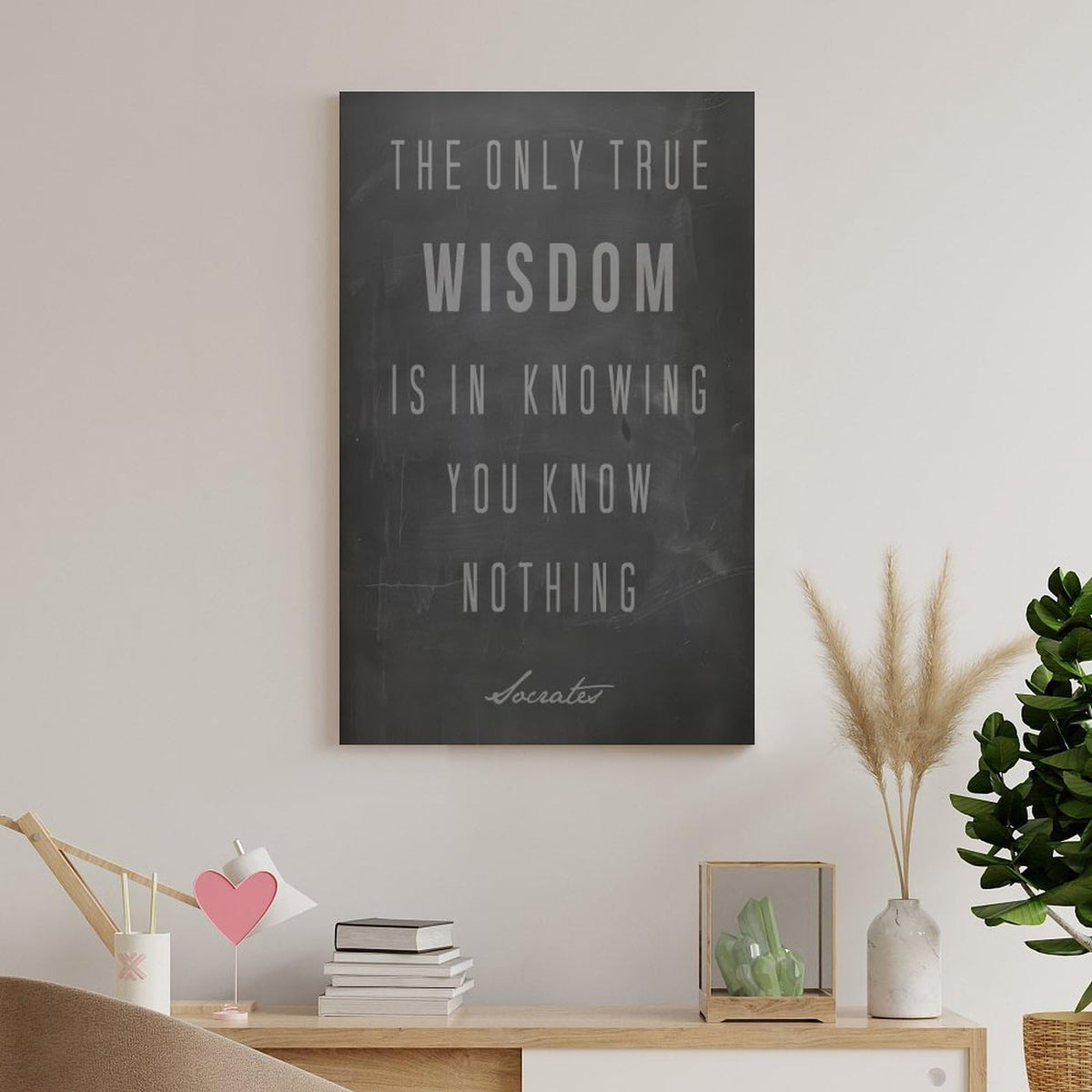 Minimalist Quote The Only True Wisdom Knowing You Know Nothing Canvas Printing Wall Art Prints Wall Decor Posters Scandinavian Bohemian for Living Room Bedroom Office Study 16x24inch(40x60cm)