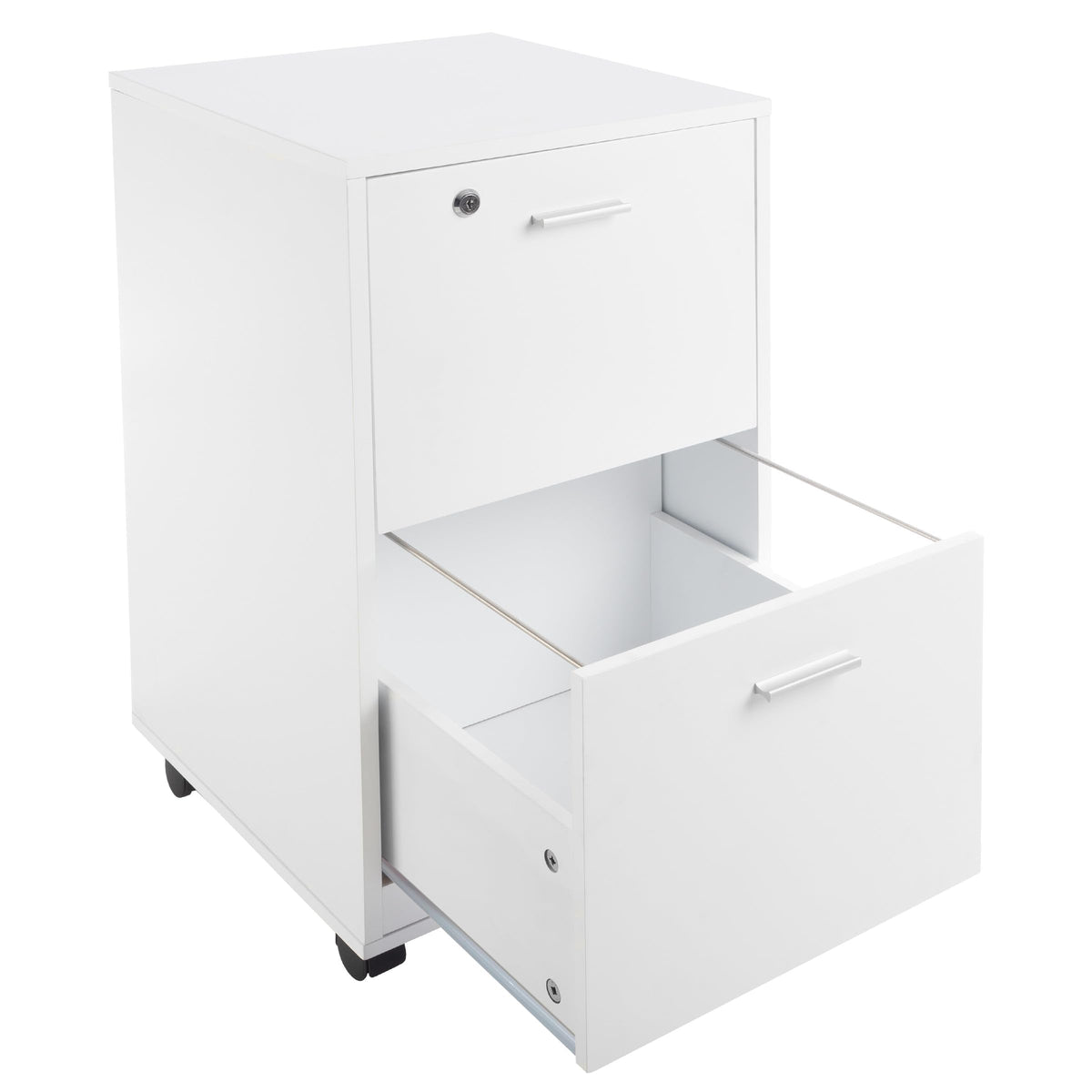 File Cabinet - 2-Drawer Cabinet with Lock and Deep Drawer Storage - Rolling Filing Cabinet for Under The Desk, Home, or Office by Lavish Home (White)