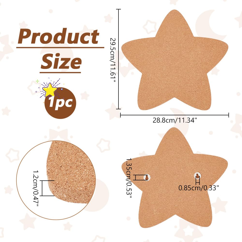 NBEADS Pin Display Cork Board, Star Cork Brooch Board 0.5inch Thick Pin Board Wall Mounted Cork Board Wooden Bulletin Display Board for Brooch Pin Storage Office Home Decor, 12x11Inch
