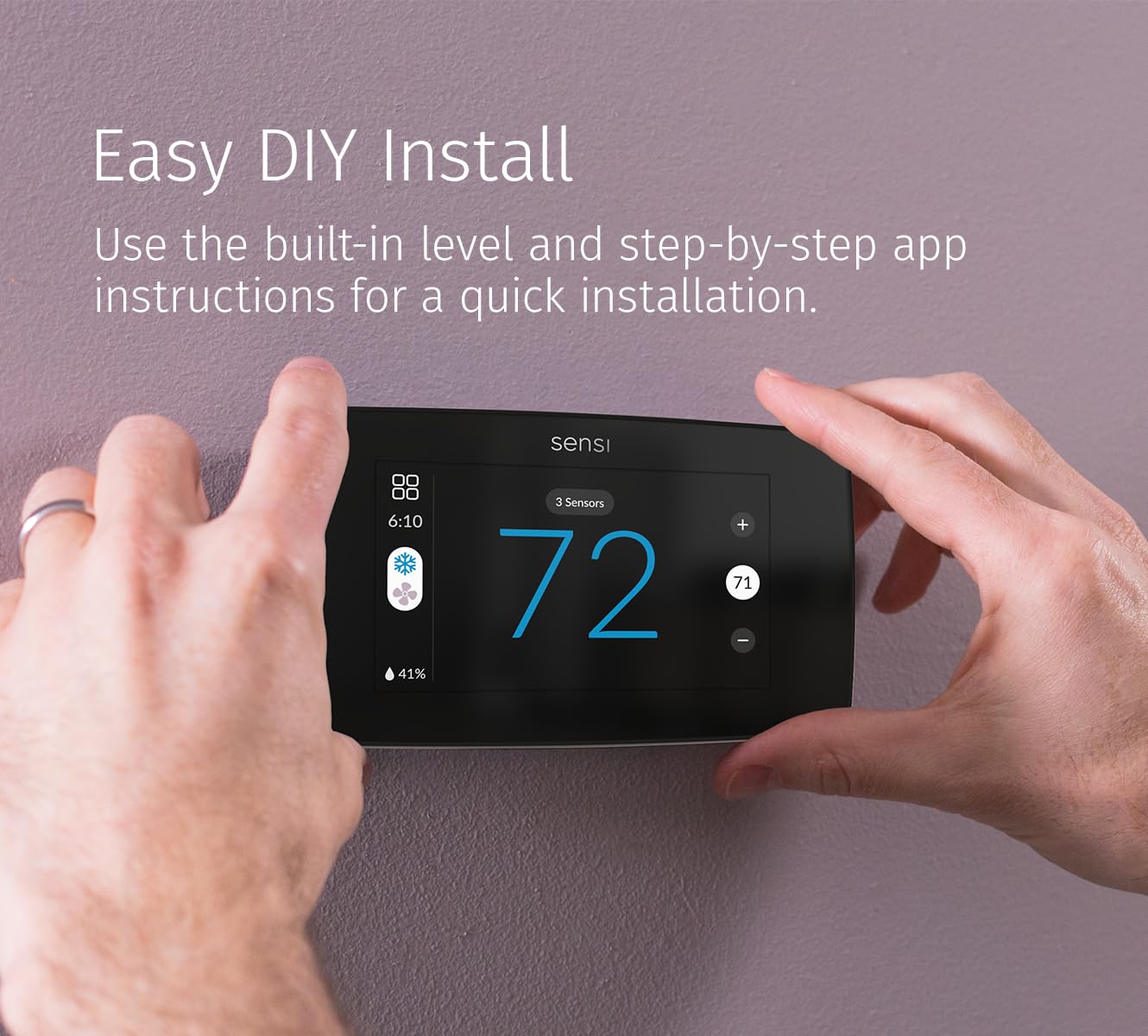 Sensi Touch 2 Smart Thermostat with Touchscreen Color Display, 100 Years of Expertise, Programmable, Wi-Fi, Data Privacy, Easy DIY, Works with Alexa, Energy Star Certified, ST76, C-Wire Required