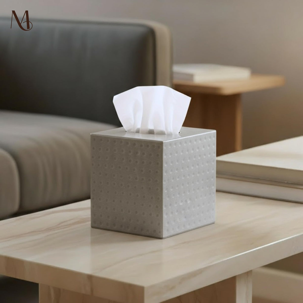 Monarch Abode Tissue Box Cover Square – Hand Hammered Pewter Metal Tissue Holder Box for Bathroom Accessory, Aesthetic Decorative Facial Napkin Cube for Modern Home Decor