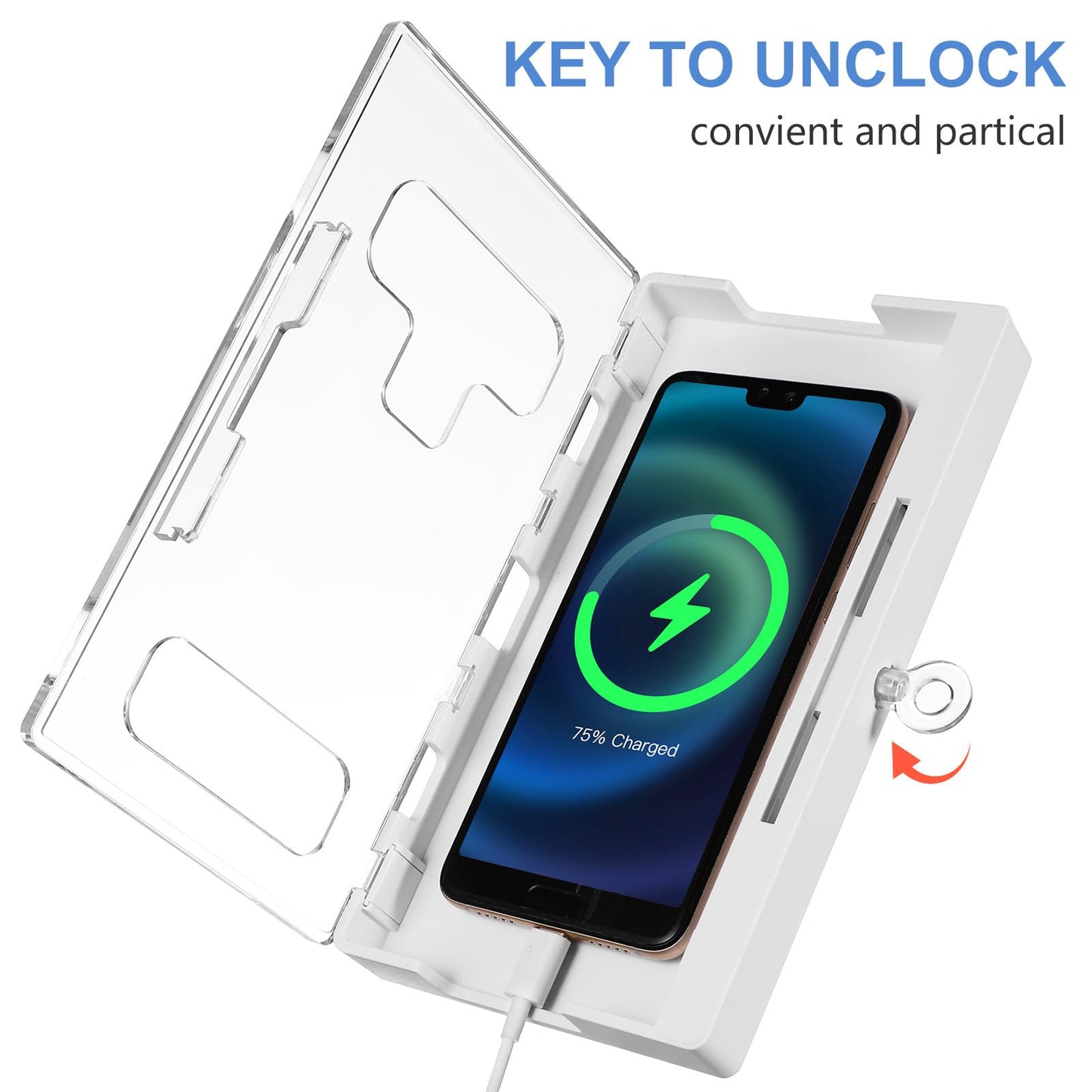 SHINEOFI Cell Phone Lock Box, Portable Phone Locker Case with 2 Keys, Transparent Mobilephone Jail Storage Box for Kids Students Adults Focus, Screen Self-control Timed Locking Container