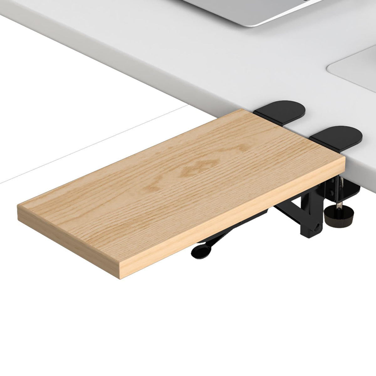 OUGIC Ergonomic Desk Extension Tray, 30 x 15 cm, Clamp Without Perforation, Foldable Keyboard Drawer Tray, Wrist Rest, Computer Stand