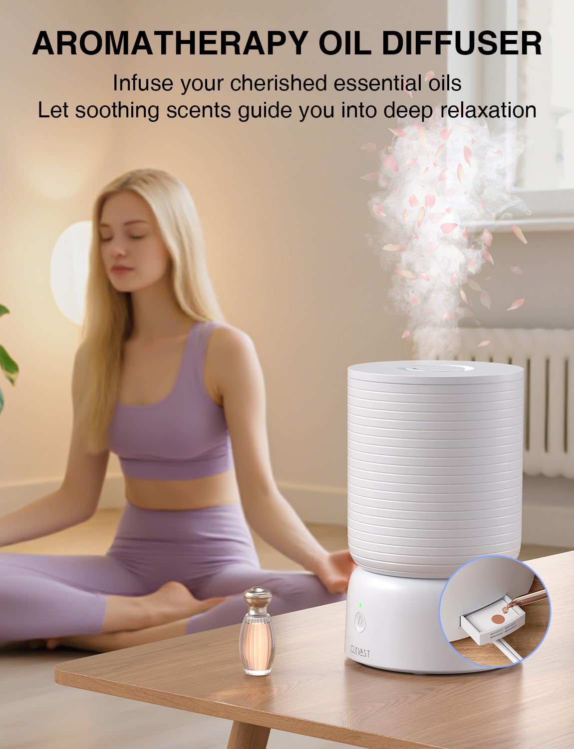 CLEVAST Humidifiers for Bedroom - Smart 1 Gal Cool Mist Top Fill Humidifier with Essential Oil Diffuser, Quiet Operation for Baby Nursery, Home, Office, Room, Compatible with Alexa/Google Assistant
