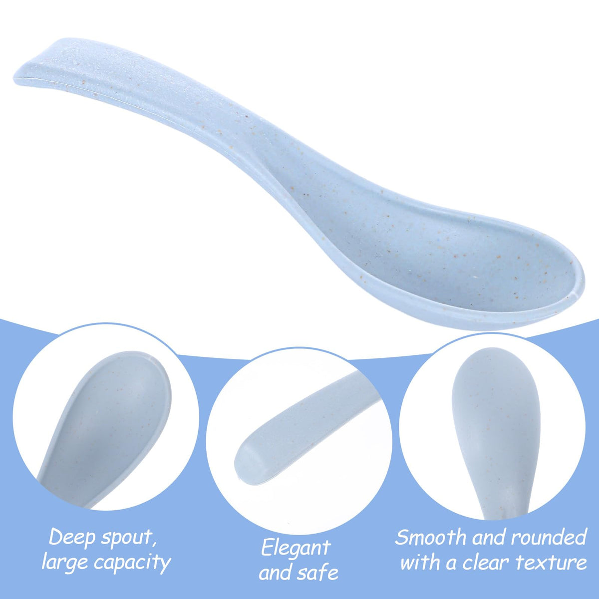 4 Pcs Asian Soup Spoons, 5.9 Inch Wheat Straw Spoons, Easy to Clean Microwave Dishwasher Safe Meal Spoon