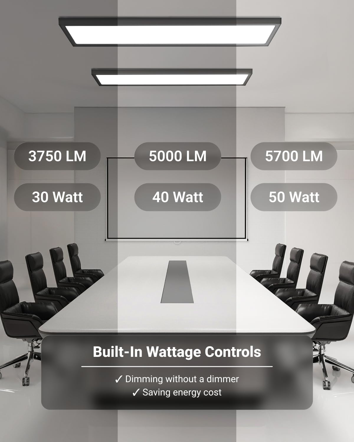 Sunco 2 Pack 1x4 LED Flat Panel Light, Dual Selectable CCT 3500K/4000K/5000K & Selectable Wattage 30W/40W/46W, 5700LM, 0-10V Dimming, Matte Black Drop Ceiling Fixture - ETL, DLC