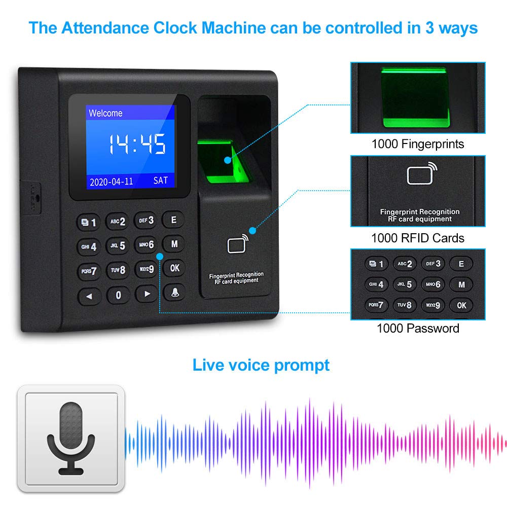 OBO Hands Full RFID Door Lock Access Control Fingerprint Keypad +180KG Electric Magnetic Lock+Power Aupply+Exit Button +Door Bell+5 Cards+ 5 keyfobs + Epoxy Tag