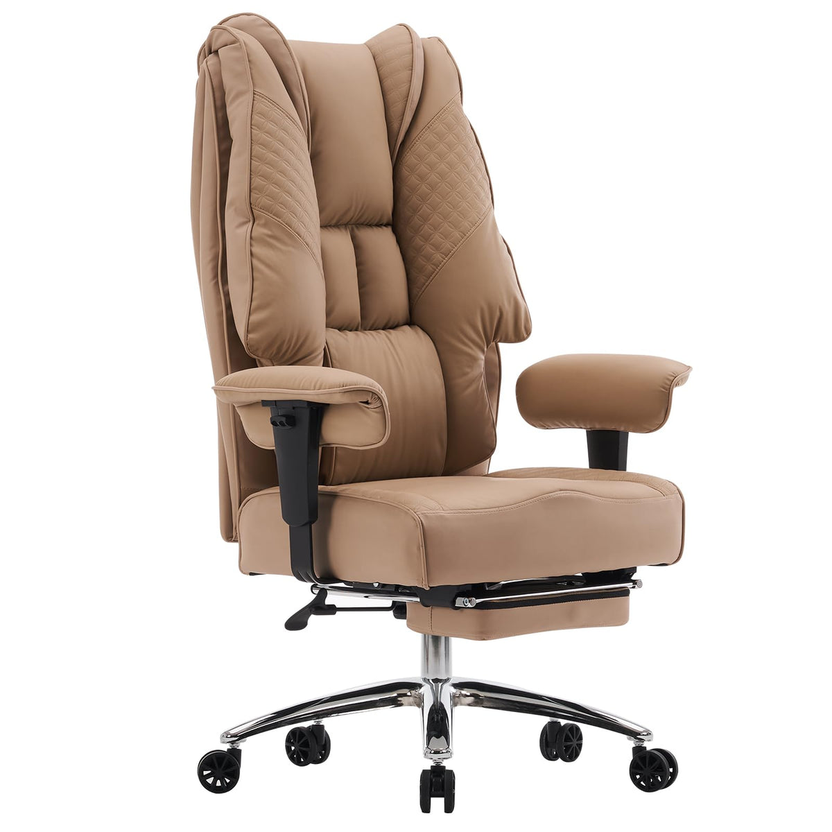 EXCEBET Big and Tall Office Chair 400lbs Wide Seat, Leather High Back Executive Office Chair with Foot Rest, Ergonomic Chairs Lumbar Support for Lower Back Pain Relief (Brown)