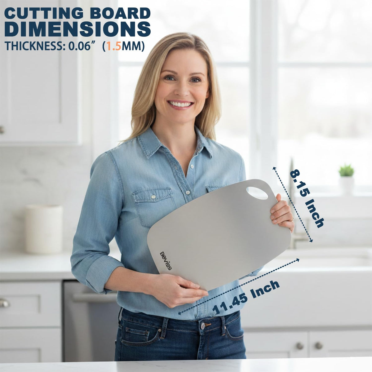 Beviss Real 99.85% Pure Titanium Cutting Board Non-Toxic 11.45" x 8.15"- BPA Free, Lightweight & Durable Kitchen Chopping Board for Meat, Vegetables, Fruits, Suitable for Outdoor Carrying
