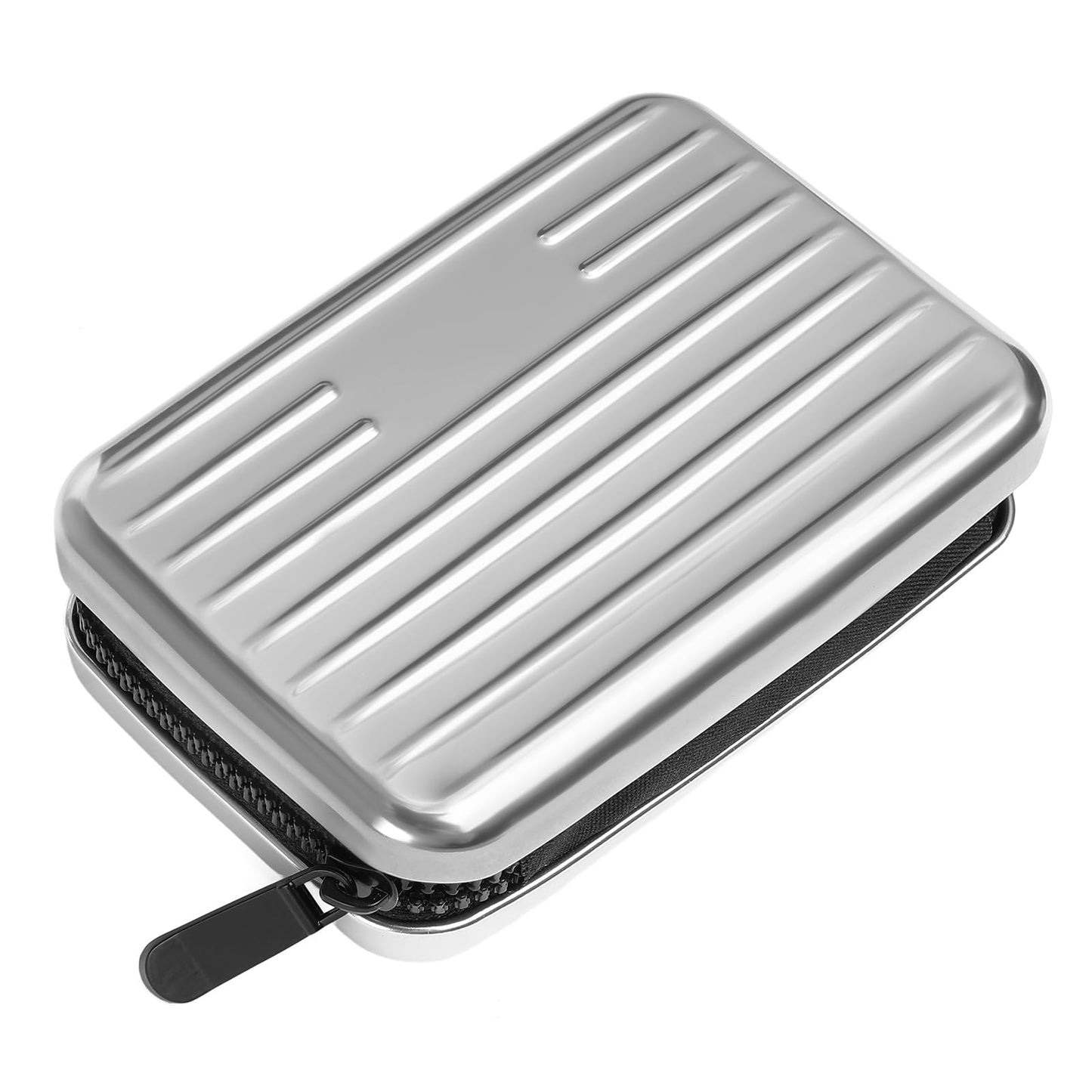 LOUEBICA Credit Cards Holder for Women RFID Blocking Aluminum Zipper Wallet Business Card Case Metal ID Case for Men