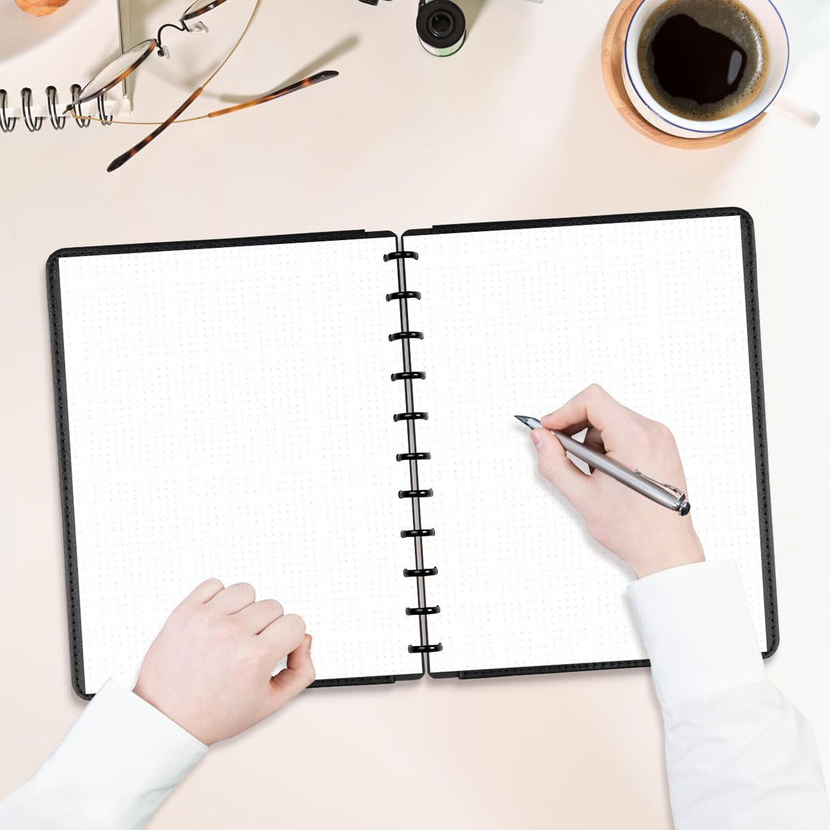 (3-Pack) A4 TUL Discbound Dotted Refills, 11-Disc Dot Grid Filler Paper, 300Sheets / 600Pages Loose-Leaf Paper, 100gsm White Paper, 8.5'' x 11''
