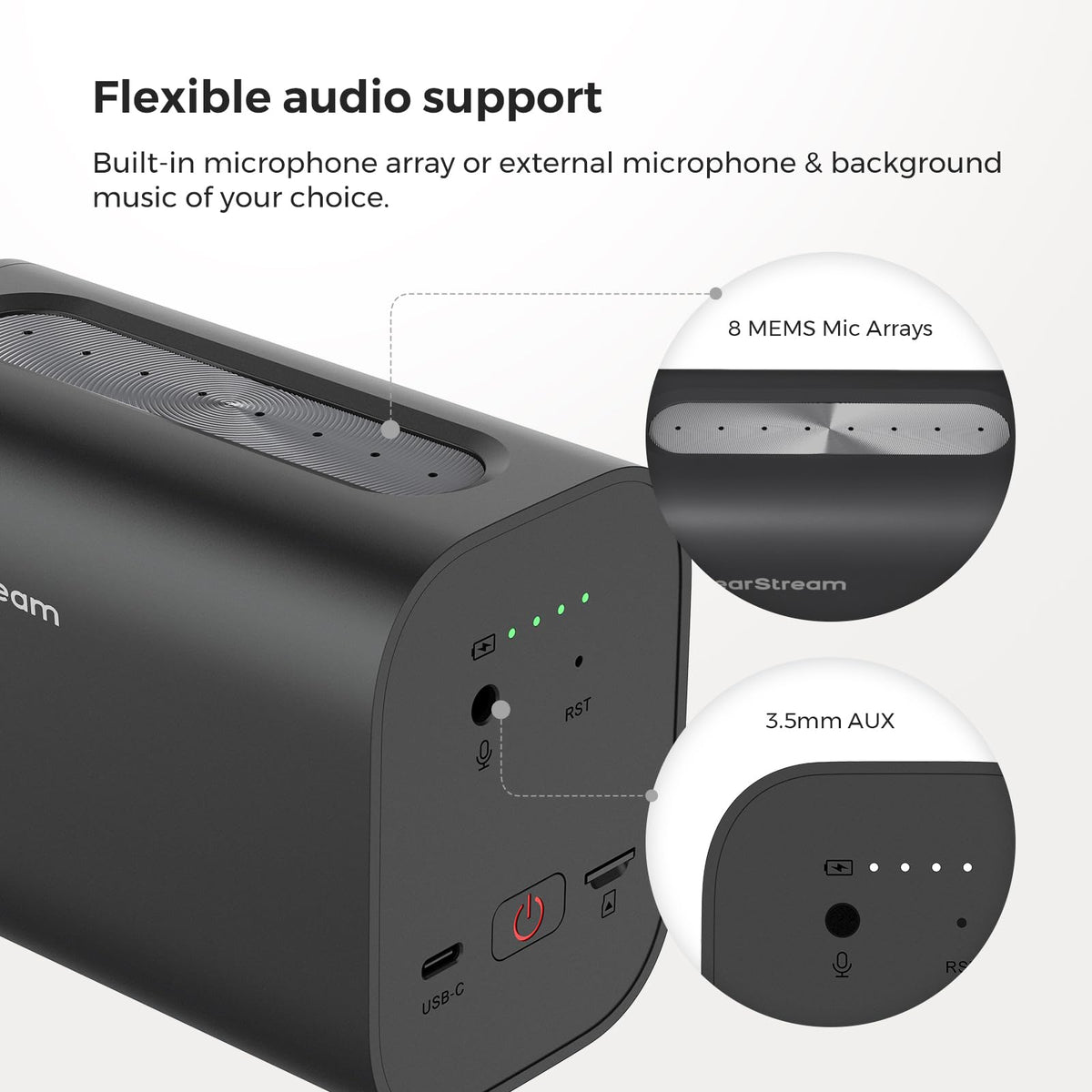 NearStream 3-Pack Live Streaming Camera 2K, Streaming Webcam with 40X Hybrid Zoom, 8-MEMS Mic with Noise Canceling, 6H Battery, Camera for Streaming on YouTube/Twitch/Facebook/Rtmp, App Control