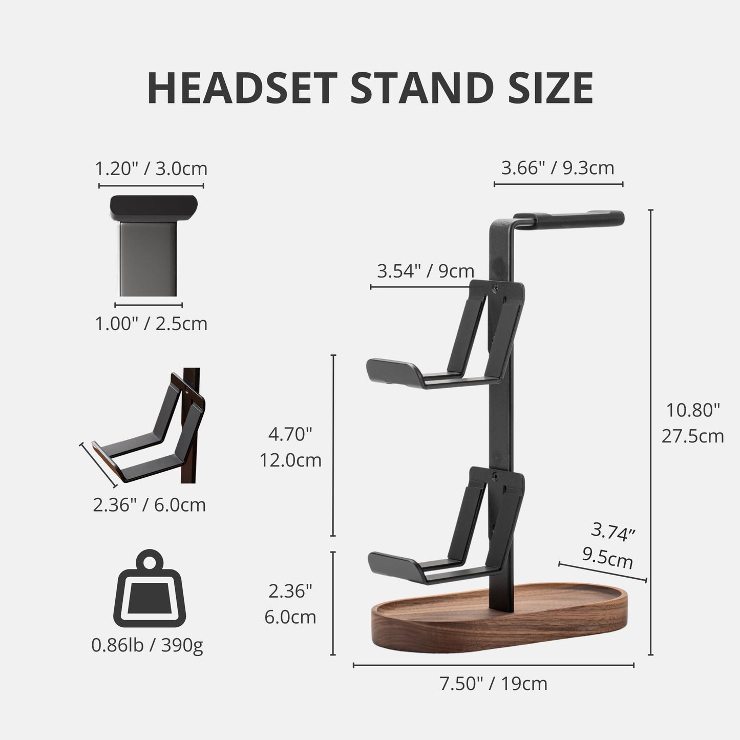 muso wood 2-in-1 Gaming Controller Stand, Headphone Holder, Desktop Headset Stand for Game Controllers and PC Earphone Accessories