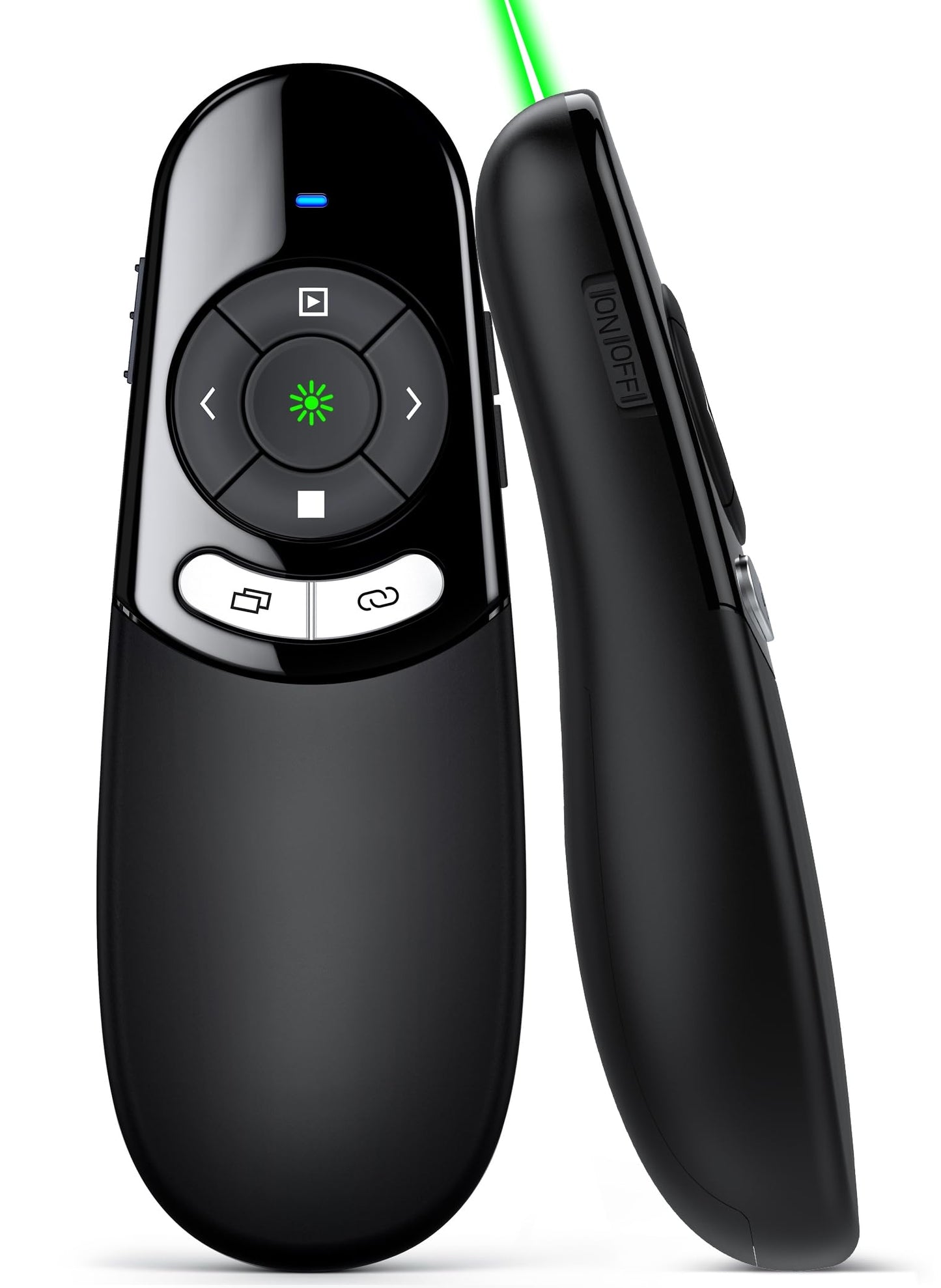 DINOSTRIKE USB A and USB C Presentation Clicker Green Light, RF 2.4GHz Wireless Presenter Remote Powerpoint Clicker Slide Advancer for Mac Laptop Computer Office Classroom