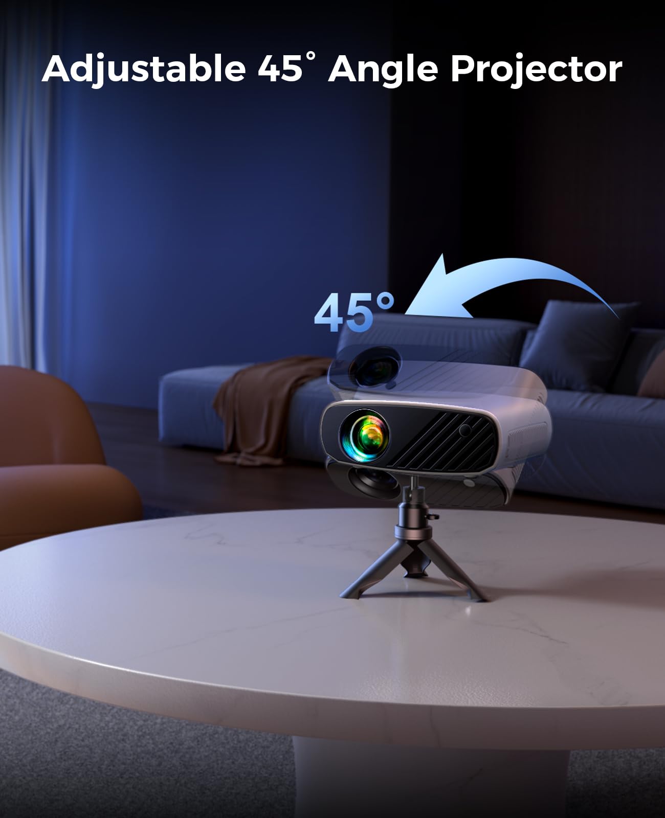 Mini Projector, ELEPHAS Portable Projector for iPhone, 7000L with Synchronize Smartphone Screen, Movie Projector with 1080P HD/200 Screen Support, Compatible with Android/iOS/TV Stick/HDMI/USB/SD