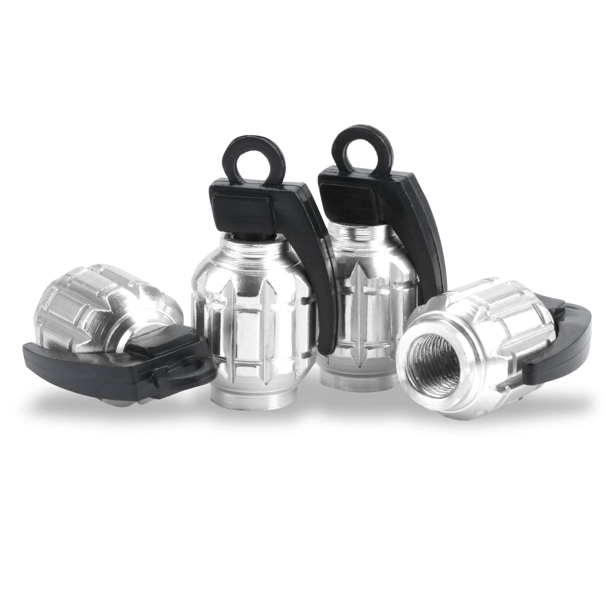 SINGARO Aluminum Tire Valve Cap, Car Tire Waterproof and Dustproof Valve Stem Cover Accessories, Universal for SUV, Car, Bike and Motorcycle (4PCS Silver)