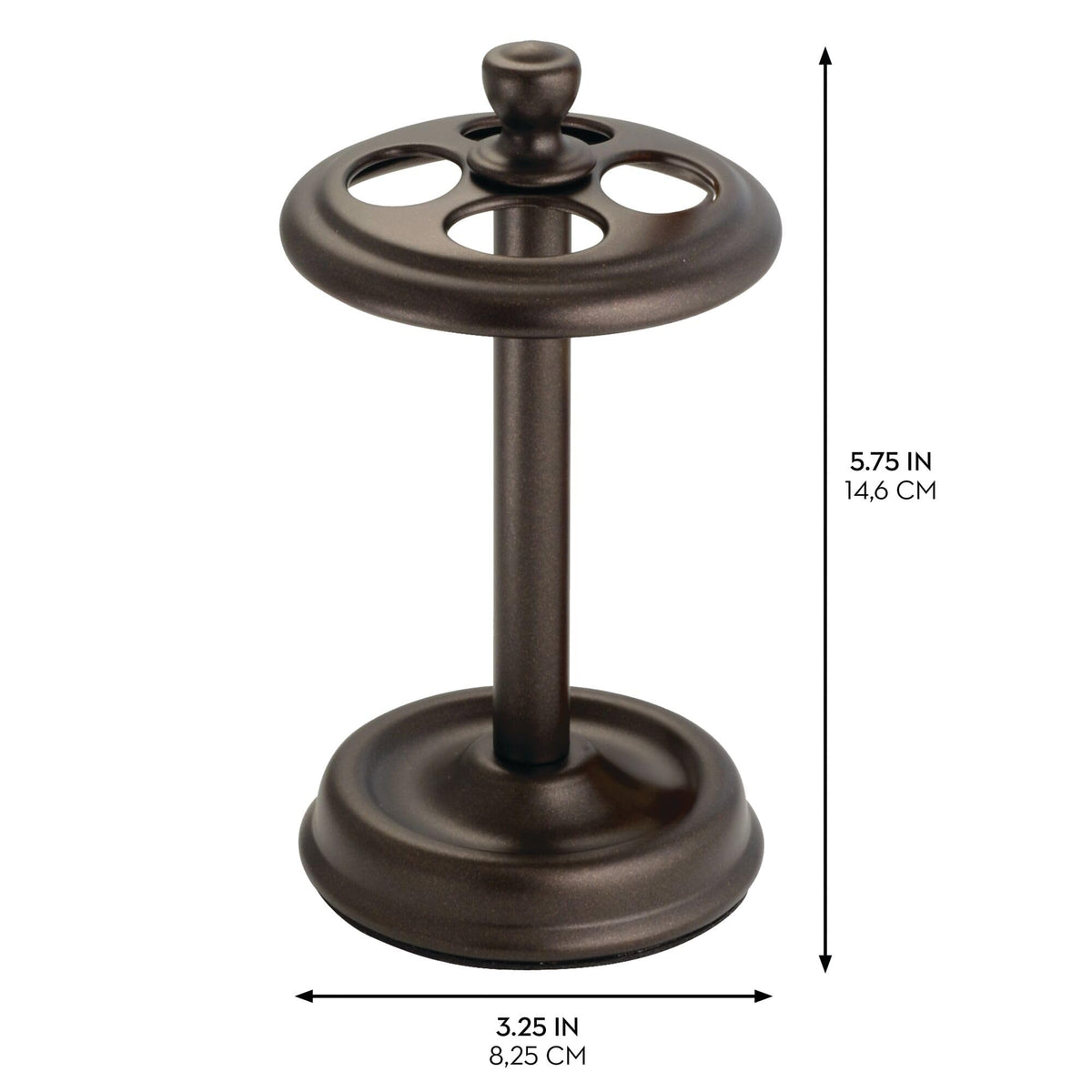 iDesign Metal Toothbrush Holder - Bathroom Cup for Bathroom Organization, The York Collection - 3.25" x 3.25" x 5.75", Bronze