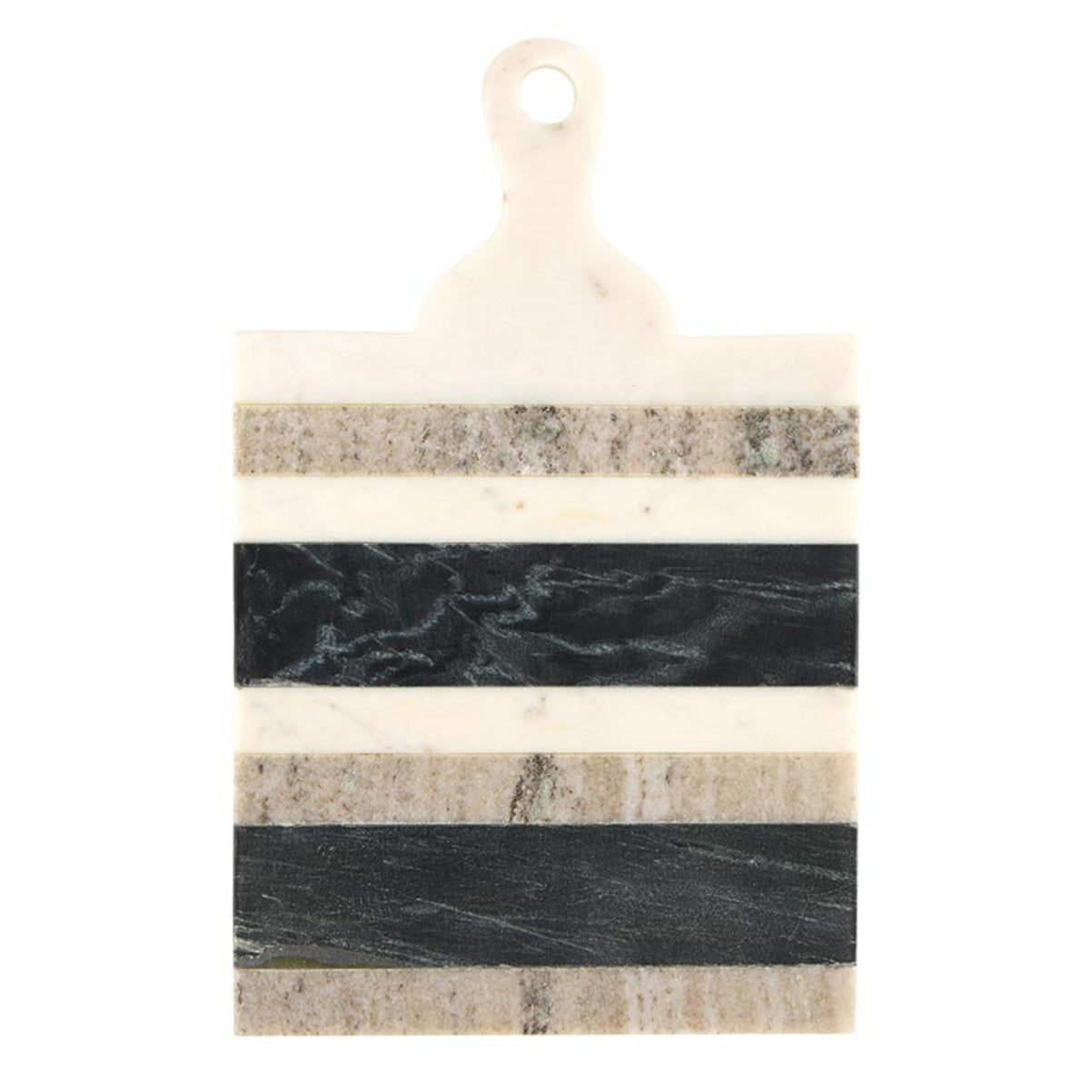 Santa Barbara Design Studio Charcuterie Boards Marble Serving Board Tray for Cheese, Meat, and Fruit, 10.75" x 7", Black/White/Tan Stripes