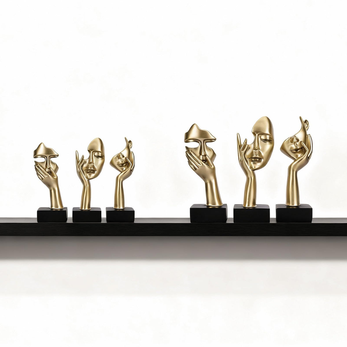 oliruim 3 Pcs Thinker Large Statue Set - Black Glod Art Abstract Home Accent Figurines for Living Room, Bedroom, Shelves, Office Desktop, Coffee Table Decor, Gift for Women (3 Pcs Black Glod, 9")