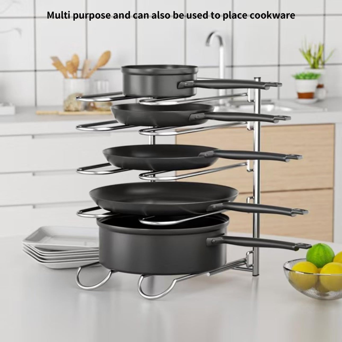 HBUYGF Pizza Rack, 5-Tier Stainless Steel Pizza Pan Storage Rack, Compact and Convenient Design for Easy Storage Multiple Pizzas pan 10.43" L x 8.52" W x 13" H, Pizza Pan R ack