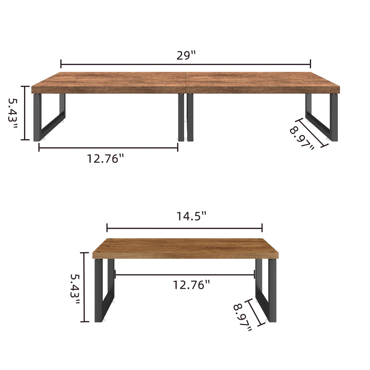 Simple Trending 2 Pack Monitor Stand Riser, Wood Desk Storage Organizer for Office Laptop, Computer, Antique Brown