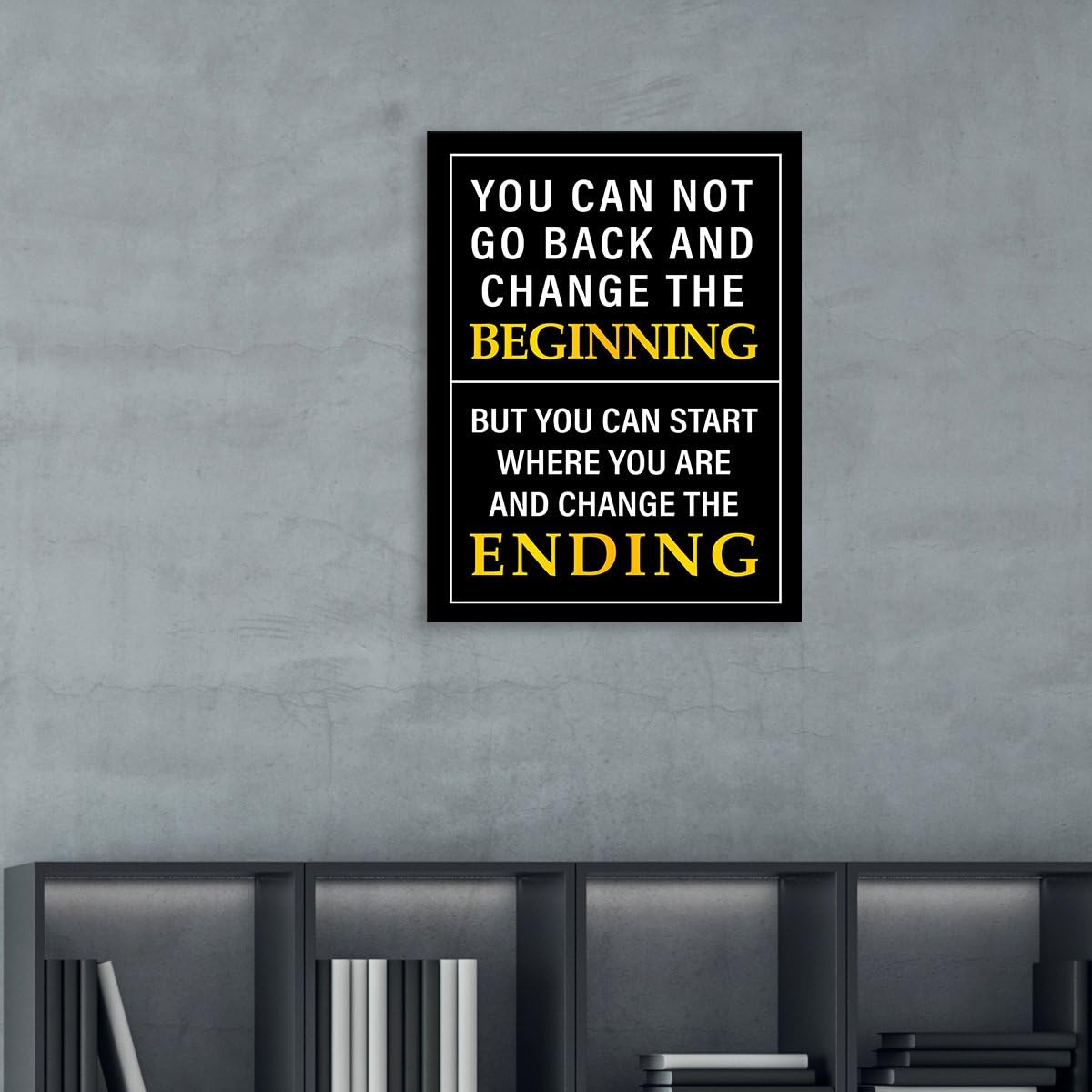 OTINGQD Inspirational Quotes Wall Decor,Positive Office Decor Wall Art,You Can't Go Back and Change the Beginning Motivational Canvas Wall Art for Home Classroom Bedroom