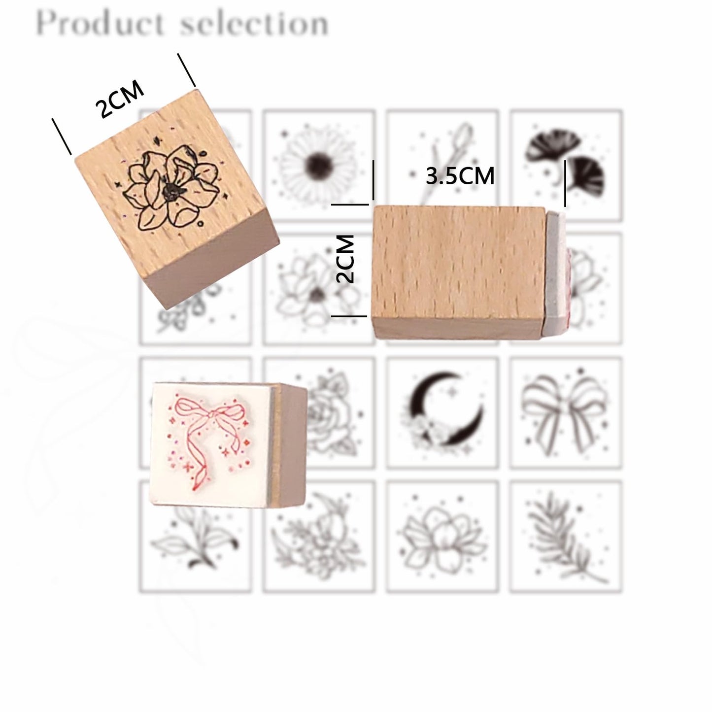 HRJZF of 24 Pcs Rubber Stamp and Craft Ink Set 16 Pcs Wooden Rubber Stamps 8 Pcs Ink Pad for Craft DIY Card and Scrapbooking
