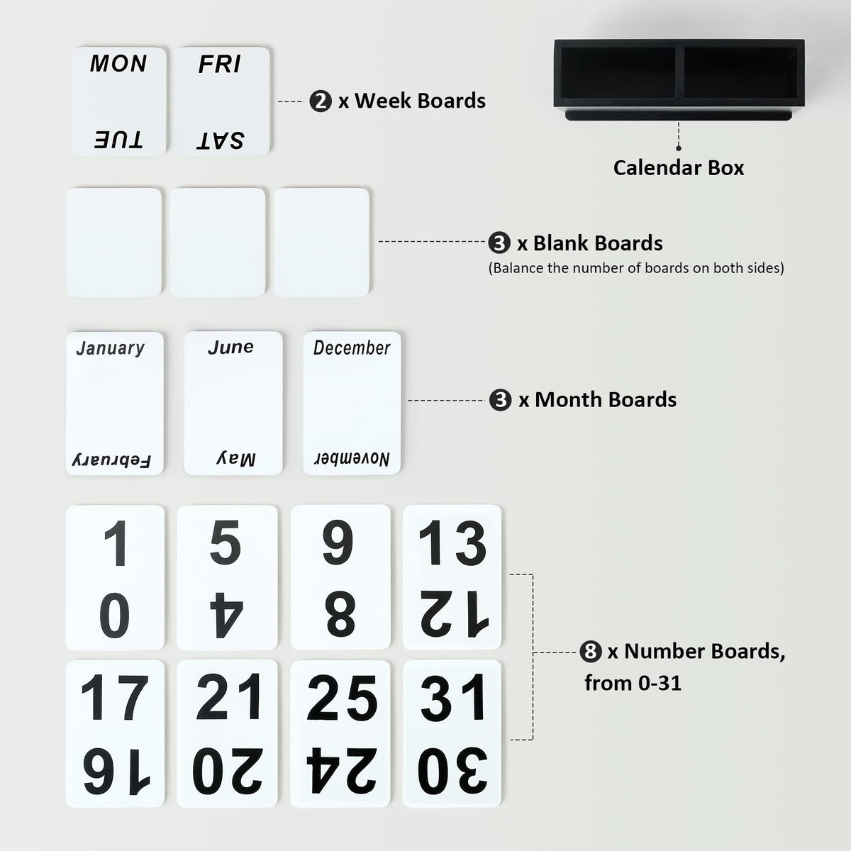 DEERINE Wooden Block Perpetual Calendar for Desk, Daily Desktop Standing Flip Calendar with Large Display, Modern Farmhouse Aesthetic Desk Accessories for Home Office Decor, Reusable Yearly, Black