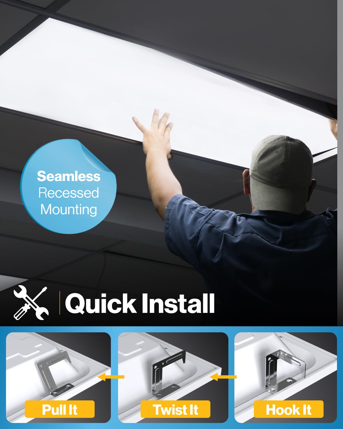 Sunco 2x4 LED Flat Panel Light Drop Ceiling Office Shop Commercial Warehouse Fixture, 6500 Lumens, Selectable Features, 30W/40W/50W, 4000K/5000K/6000K, Dimmable (0-10V), Dustproof ETL 4 Pack
