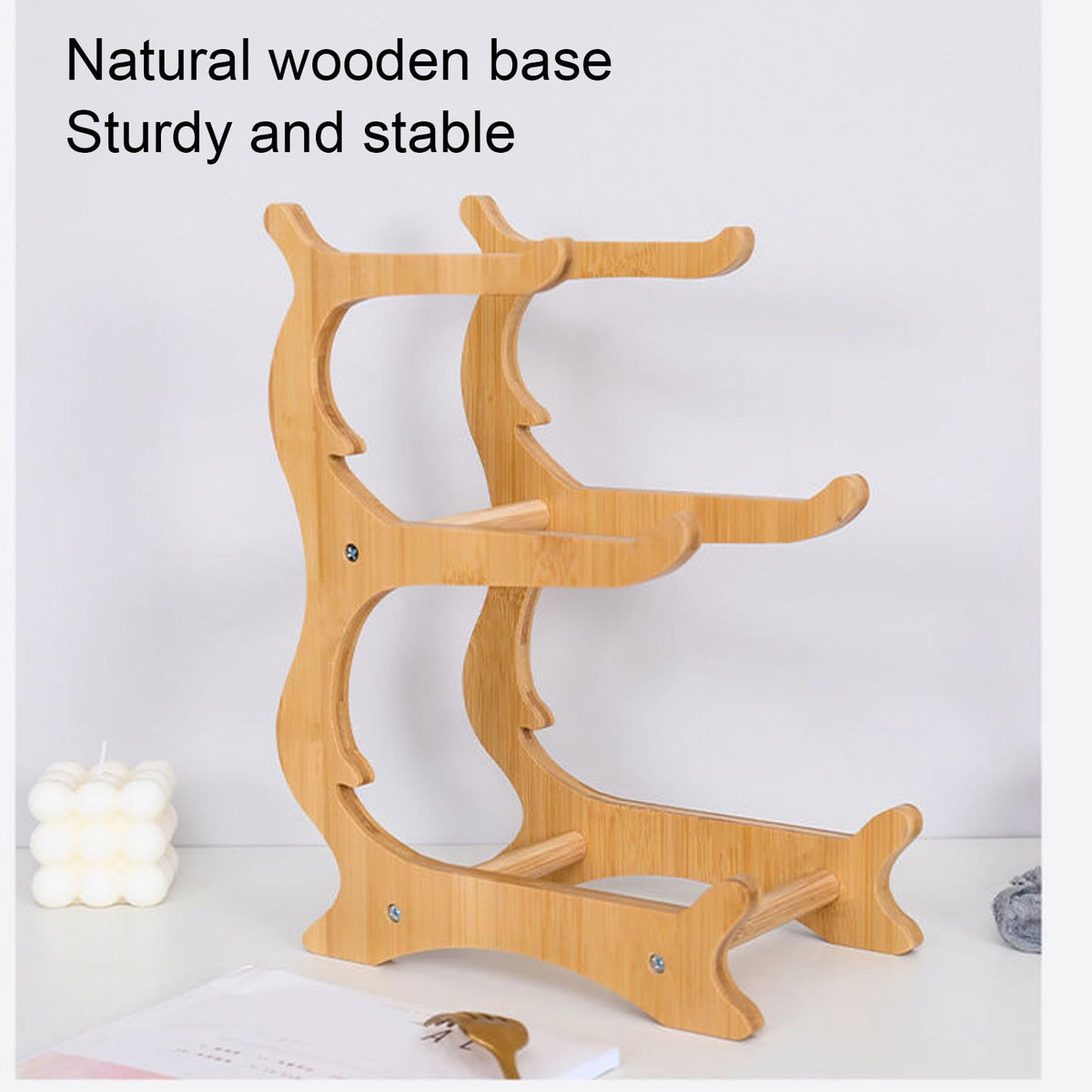 Aqur2020 Wooden Fruit Stand, 3 Tier Rustic Fruit Basket Holder with Large Capacity, Multi Layer Serving Tray, Sturdy Wood Base Snack Rack for Home Kitchen Party Table (White)