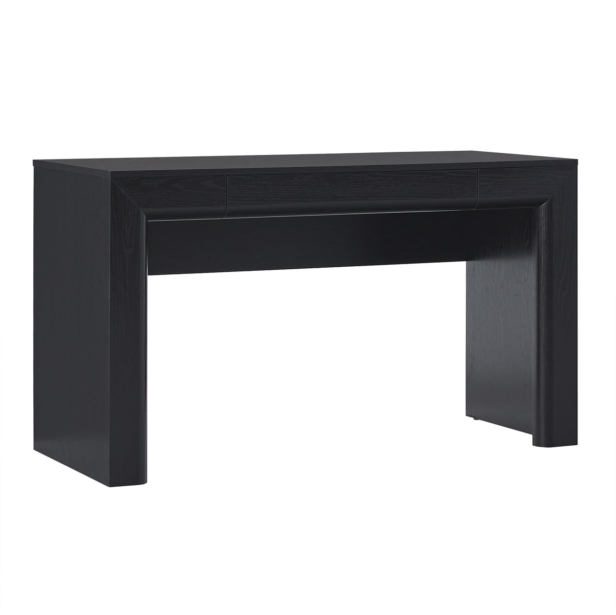 Walker Edison Amira Modern MDF Waterfall Writing Desk with a Built-in Storage Drawer, 52 Inch, Black