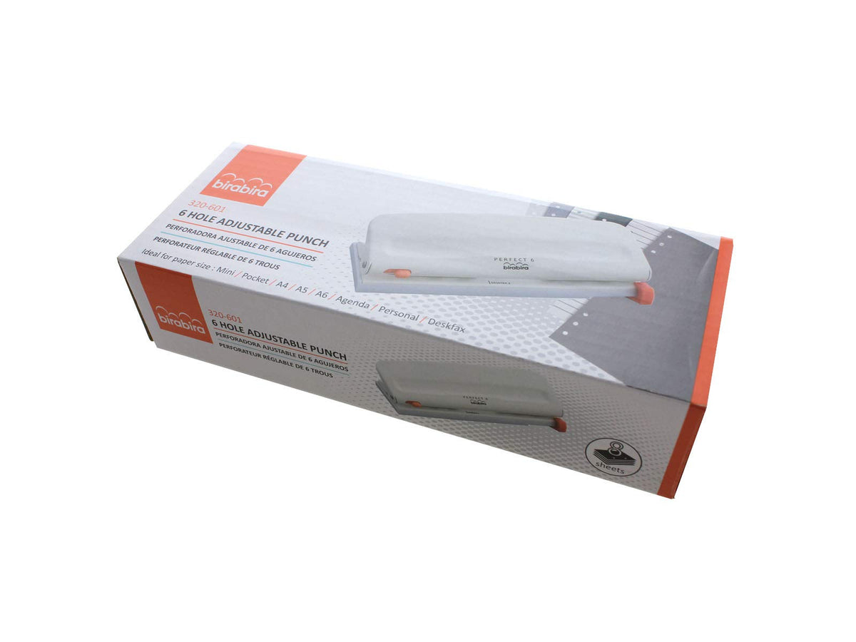 Bira Craft Adjustable 6 Hole Punch, Off White, 8 Sheet Capacity, Mini/Pocket A3/ A4 / A5 / A6 / Agenda/Personal/Deskfax, Performance Guaranteed