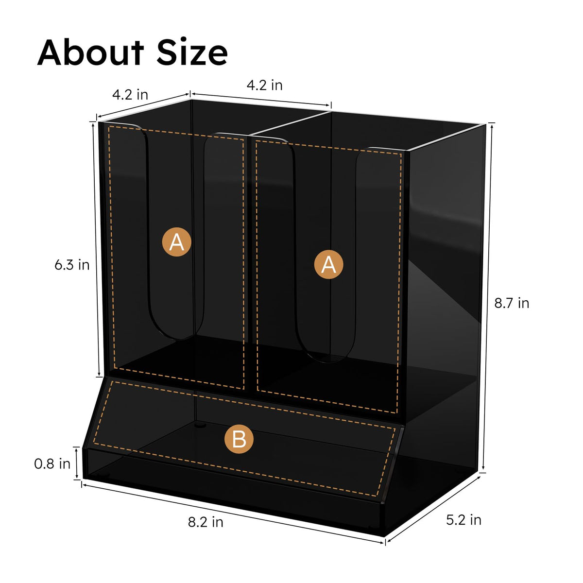 AITEE Acrylic Coffee Station Organizer for Countertop, Holds 20 Cups, All-in-One Coffee Cup and Lid Holder with Condiment Storage for Office Breakroom and Home Kitchen, Black