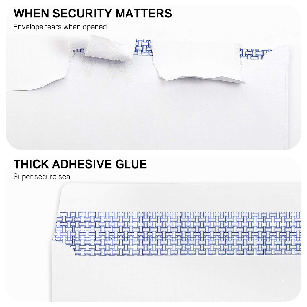 #8 Double Window Security Check Envelopes, No.8 Double Window Bussiness Envelopes Designed for QuickBooks Checks - Computer Printed Checks - 3 5/8 X 8 11/16 (NOT for INVOICES) - 24 LB - 500 PACK