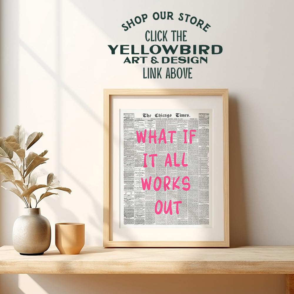 Positive Affirmations Wall Decor - CUTE TRENDY Aesthetic Wall Art - Inspirational quote Office Decor for Women - Newspaper Wall Art Unique Living room Bedroom Art Print - Motivational Quotes