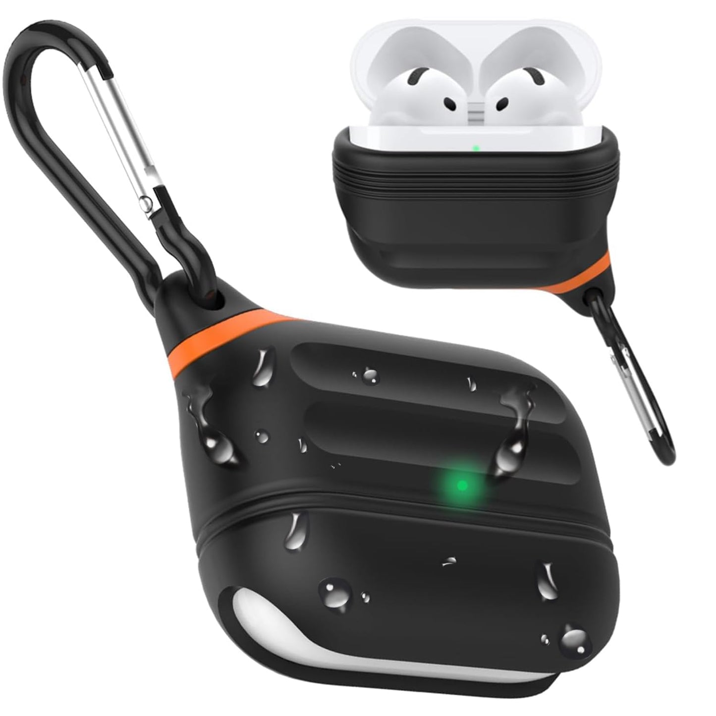 for Airpods 4 Case Silicone Compatible with Apple Airpods 4 | Waterproof Protection | Portable | for USB-C/Wireless | Anti-Lost | One Piece | Black