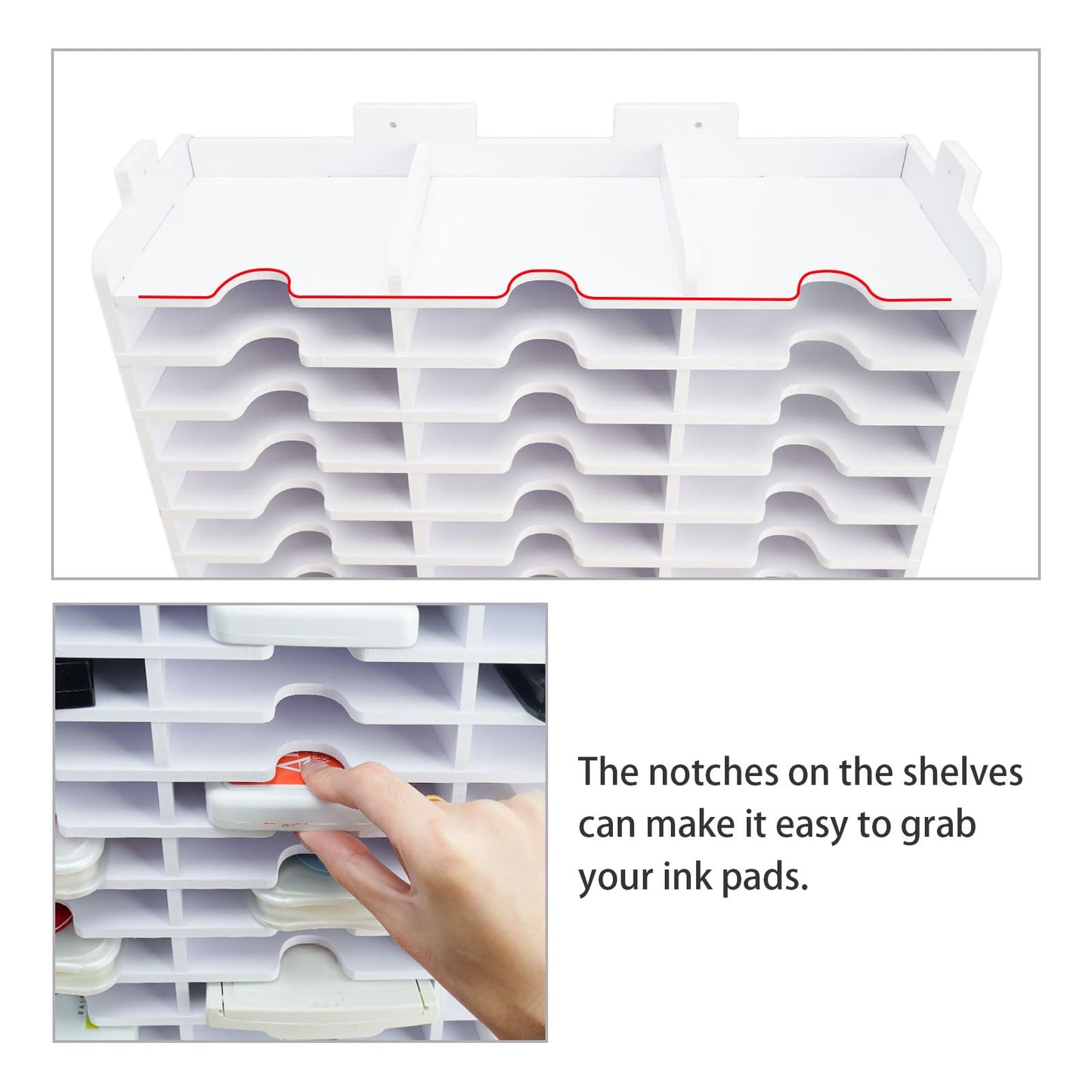 Sanfurney 36 Slots Ink Pad Storage Holder and Wall-Mounted Stamp Pad Organizer Rack for Standard Size Ink Pads, Stackable Christmas