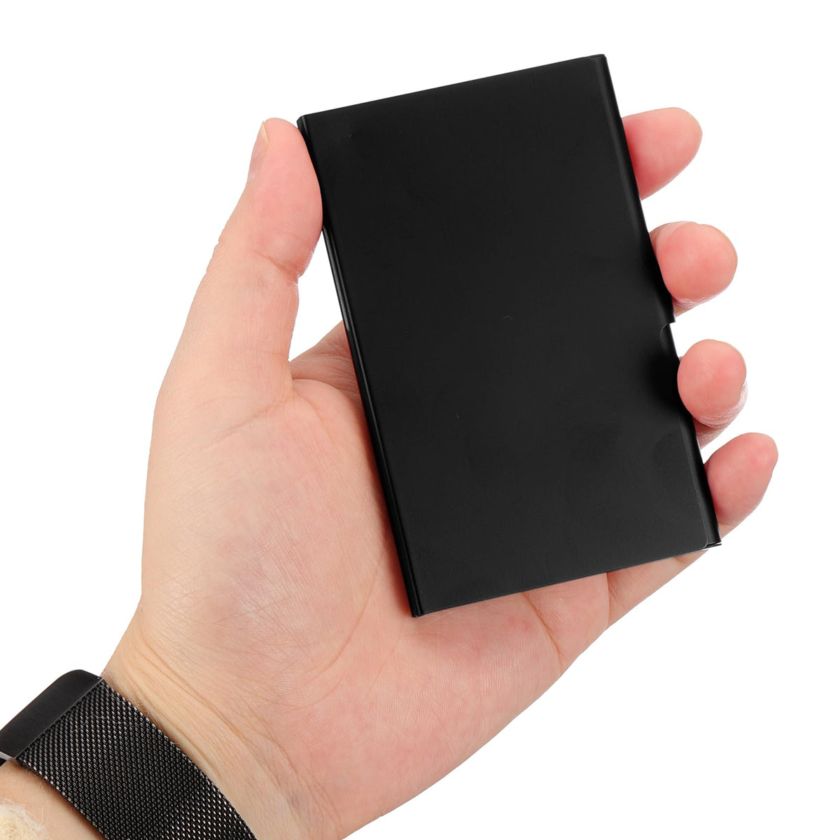 PATIKIL Business Card Holder, 5Pcs Aluminum Metal Card Case Professional Pocket Card Holder for Name Card Credit Card, Black